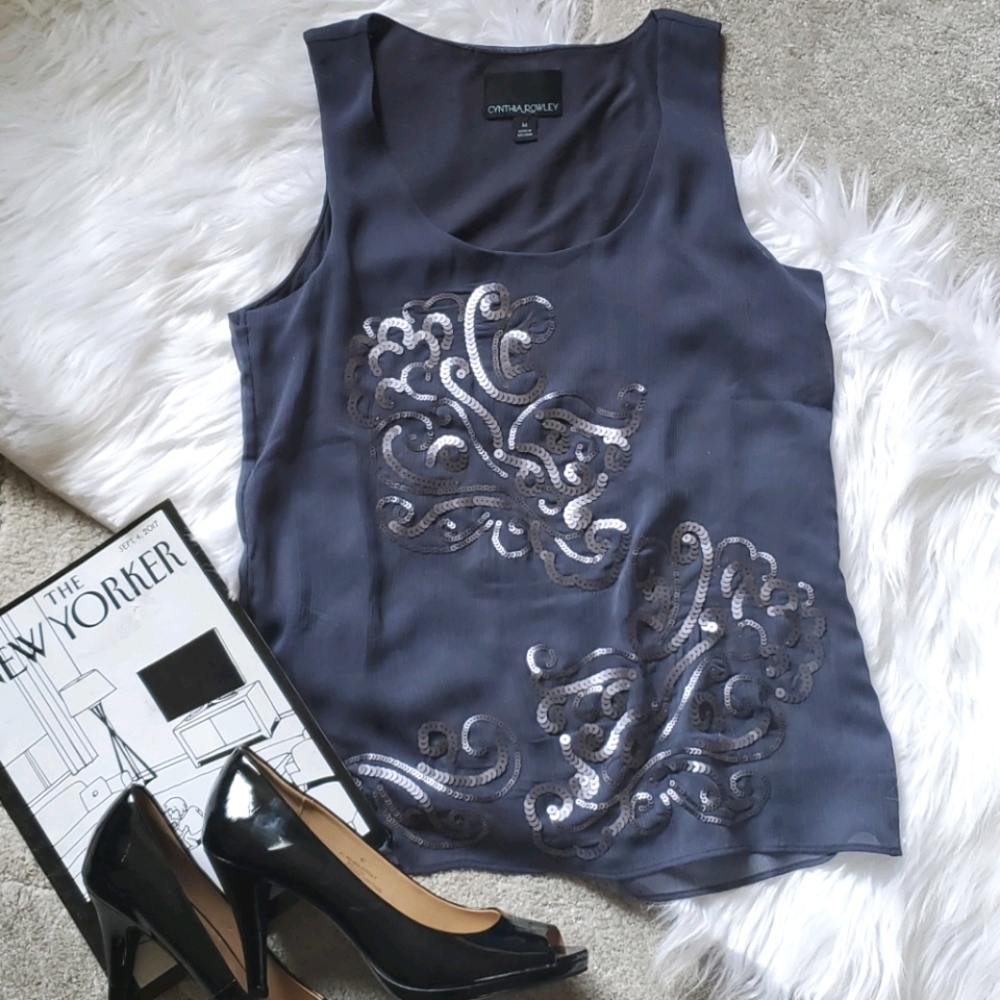 Cynthia Rowley  Embellished Sleeveless Blouse